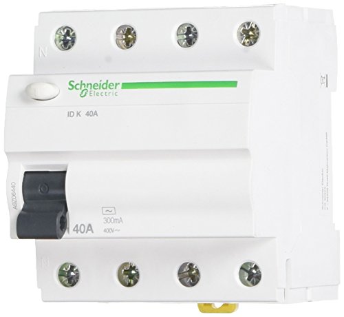 Schneider Electric A9Z06440 ID K, Interruptor Diferencial, Clase AC, 4P, 40A, 300mA, 68mm x 72mm x 81mm, Blanco