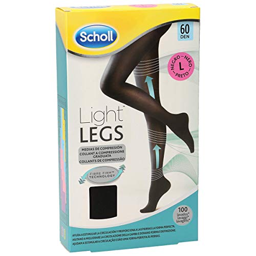 Scholl Medias de Compresión Ligera Mujer Light Legs 60DEN, Color Negro, L