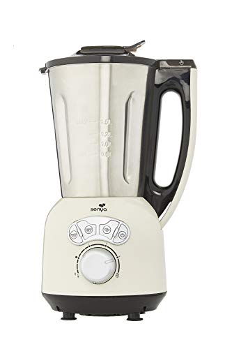 Senya Vapo Licuadora Calentador de Acero Inoxidable Cook & Ice V3, Máquina para Hacer Sopa Suave/Triturada, Cocción Al Vapor, Hielo Picado, Batidos, 1,5 L, Crema, 1400 W, 1.5 litros, 3 Velocidades