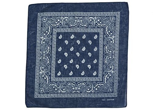 shenky - Bandana - Pañuelo para motorista - 100% algodón - Estampado de cachemira - Azul oscuro - Pack de 5 unidades