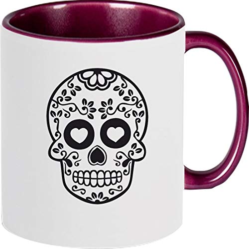 Shirtstown - Taza de café, diseño de Calavera con Texto en alemán, cerámica, Morado, 375 ml