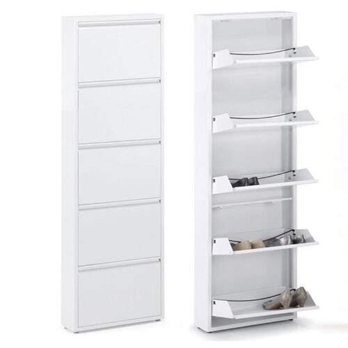 Signes Grimalt Mueble Zapatero Metalico Blanco 5 Cajones, Metal, 169x50x16 cm