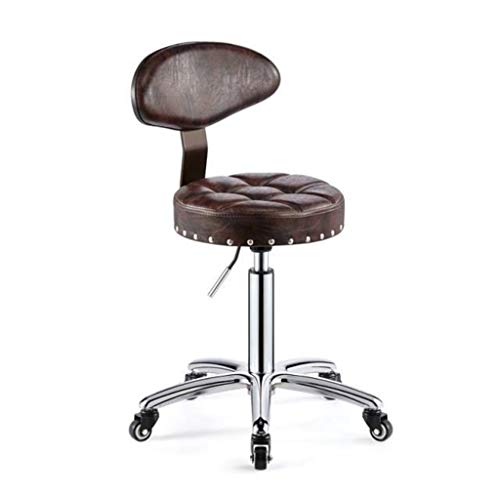 Silla Del Taburet Respaldo Taburete Trabajo Dibujo Ajustable Con Ruedas Para Masaje Spa Salón De Belleza Peluquería Manicura Terapia De Tatuajes Taburete De Respaldo De Oficina,Brown