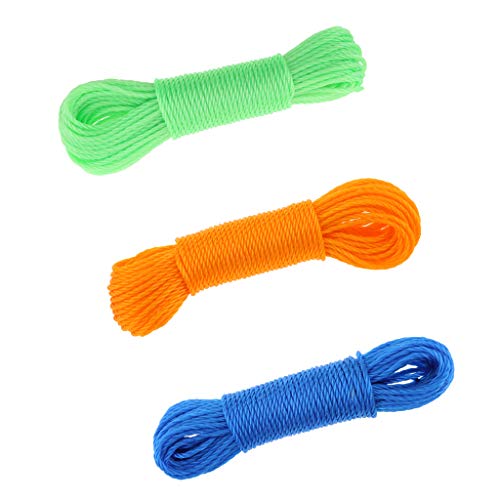 SM SunniMix 3pcs Cuerda de Lavado Correa de Deportes Garaje Accesorio de Motosierra Motor Construcción - 20m (Azul + Naranja + Verde)