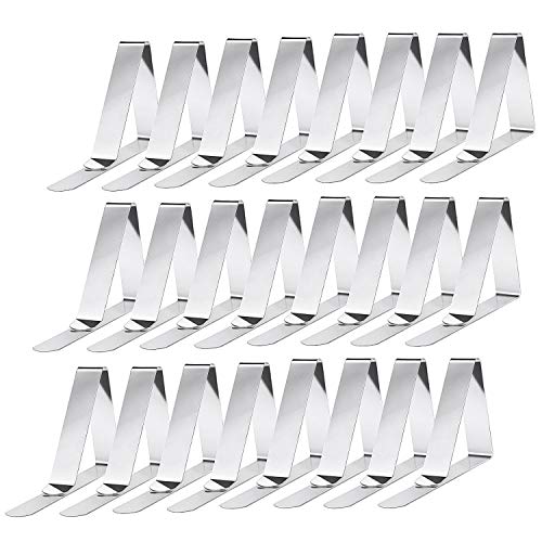 Smart Nice 24 Pack Pinzas para Mantel de Acero Inoxidable Mantel,Clips elásticas de Mantel Pinza para Mantel Cubierta,Plata,Apto para Picnics,Fiestas(Triangle)