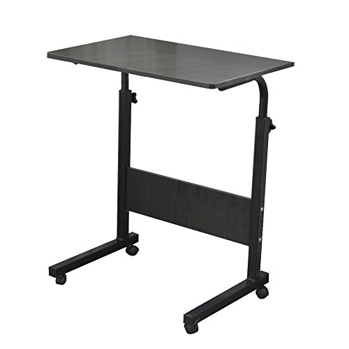 SogesHome Mesa móvil móvil de 80 x 40 cm Escritorio de la computadora Soporte de Escritorio Mesa Ajustable en Altura Mesa Auxiliar para Cama Sofá Hospital Enfermería Lectura Comer, Negro,05#1-80BK-SH