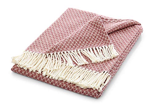 søstre & brødre Manta de verano con flecos, elegante y suave manta de verano, con certificado Öko-Tex 100, color rosa palo, 130 x 170 cm, diseño Malmö