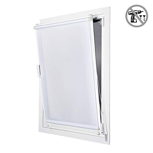 STORESDECO Estor Enrollable traslúcido EasyFix, fácil instalación sin taladrar, Ideal para Ventanas abatibles (75 cm x 180 cm, Blanco)