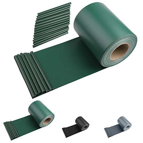 SWAWIS Paneles de protección visual de PVC, 35 m x 19 cm, incluye 20 clips, protección visual para valla de jardín o balcón, color verde