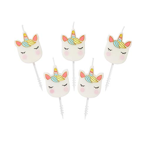 Talking Tables UNICORN-CANDLES Velas de cumpleaños con Forma de Unicornio, Paquete de 5, Cera