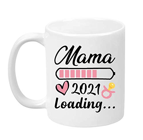 TassenTicker - Mama Loading 2021 - Impresión por ambos lados - Taza de café - Regalo - Mamá - Embarazo - Bebé - Taza de regalo (blanco)