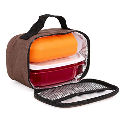 TATAY Urban Food MiniPlus Marron - Bolsa Térmica Porta Alimentos con Táper Hermético Ovalado y Portabokata Extensible Incluido, Medidas 21.5 x 9 x 12 cm