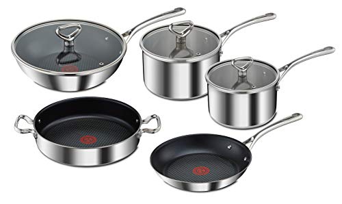 Tefal e475s544 Reserve Collection Triply inducción, acero inoxidable, 5 piezas Set de sartenes y cacerolas, gris