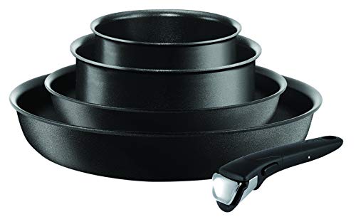 Tefal L6549102 Performance Juego de sartenes y recipientes, 5 piezas, sellado antiadherente, adecuado para inducción, juego de inicio, negro