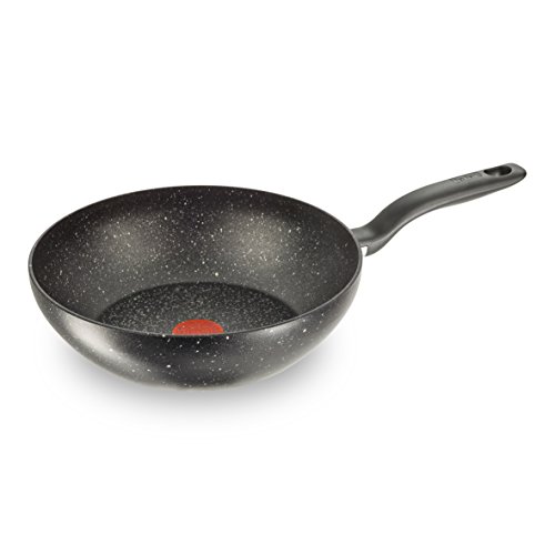 Tefal Meteor Wok, 28 cm, Antiadherente, Efecto Piedra, (Negro)