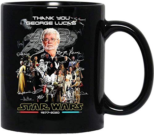 Thank You # george-lucas 43 Cast Signed Wars Movie Film #star 1977-2020 Taza de café divertida para mujeres y hombres Tazas de té Taza con asa, Taza de café reutilizable de cerámica aislada, Taza de v