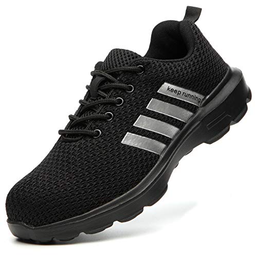 TimGoss Zapatos de Seguridad Hombre Zapatillas de Trabajo con Punta de Acero Ligera Transpirables,Zapatos de Industria y Construcción 1125 Black 43