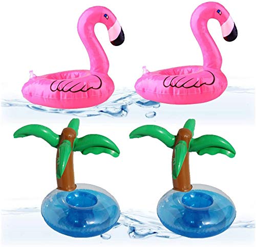 Titular de la Taza de 4 Posavasos Inflable de la Piscina, sostenedor de Botella Inflable, sostenedor de Bebida Inflable para la Fiesta de la Piscina del Verano Deco, Tenedor de Vaso de