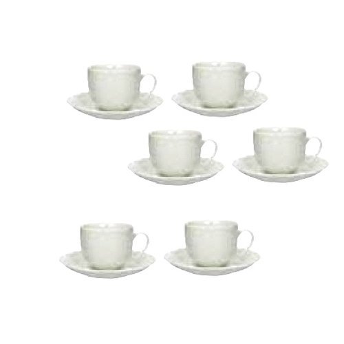 Tognana Victoria Unidades 6 Tazas The con Plato, Porcelana, Blanco, 17 x 17 x 6 cm