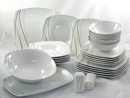 Topkapi Servicio de Mesa de Porcelana de 28 Piezas Servicio Combinado K-959 Spring Wave