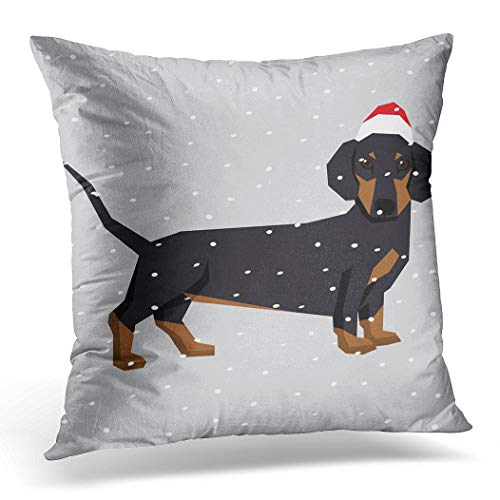 Topyee - Funda de cojín con diseño de Perro Salchicha en Navidad, 45 x 45 cm, decoración del hogar, Funda de Almohada Cuadrada para Cama o sofá