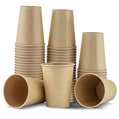 TOROTON Vasos Desechables, Vaso de Papel Kraft Biodegradable y Compostable, Vasos Carton para Servir el Café, el Té, Bebidas Calientes y Frías, 50 Piezas, 350ml