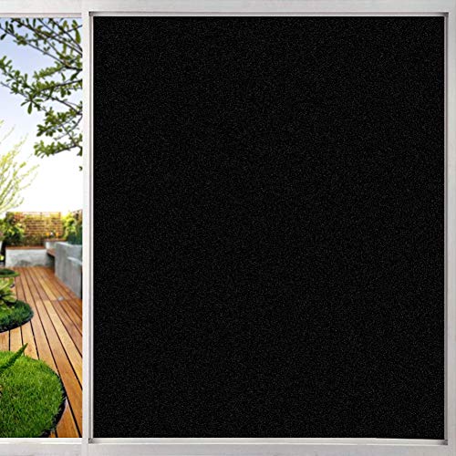 TTMOW Vinilo Adhesivo Negro para Ventana Cristal Bloquear 100% del Luz Película para Ventana Láminas Electrostaticas, Control de Calor y Anti UV, 90 x 200 cm