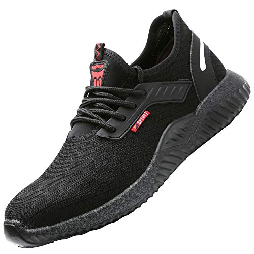 UCAYALI Zapatos de Seguridad Hombre Trabajo Comodos Ligeros Transpirables Zapatillas Trabajo Seguridad Deportivo Punta de Acero para Electricista Soldador Construccion Verano(015 Negro, 39 EU)