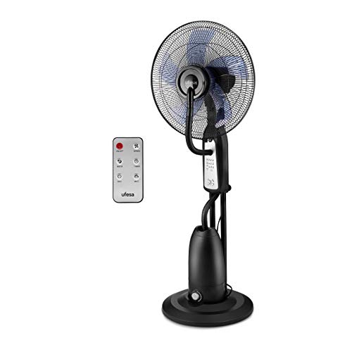 Ufesa MF4090 - Ventilador nebulizador, mando a distancia, 3 modos, temporizador 7.30 h, diámetro 40 cm, Negro