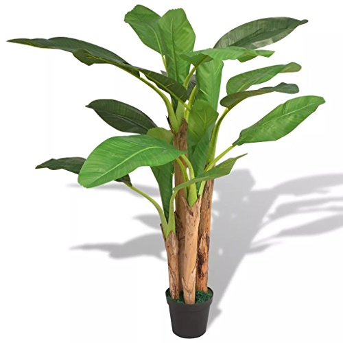 UnfadeMemory Árbol Bananero,Planta Artificial Decorativa,Decoración de Hogar Oficina,con Macetero,Tronco de Madera Real,Plástico,Verde (Altura 175cm)