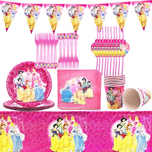 Vajilla de Cumpleaños - YUESEN Kit de Artículos para Fiesta Cumpleaños Infantil Vajilla de Fiesta TemÁTica de Disney Plato Taza Servilleta Tenedor Mantel Banderín,Tenedores- 10 Invitados