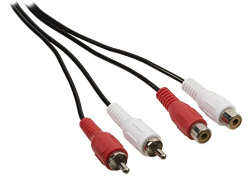Valueline VLAP24205B20 - Extension de cable de audio RCA, 2 conectores Phono Macho a 2 conectores Phono Hembra, color rojo y blanco, 2m