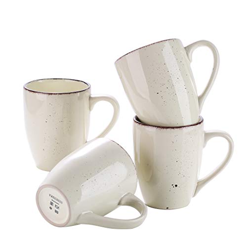 vancasso Serie Navia Nature Tazas de 4 Piezas, Juego de Tazas de Desayuno, Café, Leche, Gres (Cream) Retro