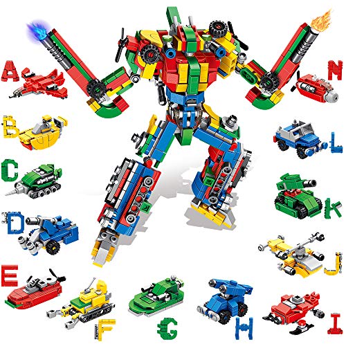VATOS Juguetes de construcción STEM – 644 piezas de bloques de construcción de robot alfabetos 27 en 1 juguetes de construcción para niños y niñas de 5 a 6 7 8 9 10 11 12 años regalo