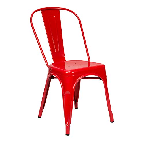 Vaukura Silla Tolix - Silla Industrial Metálica Brillo (Rojo)