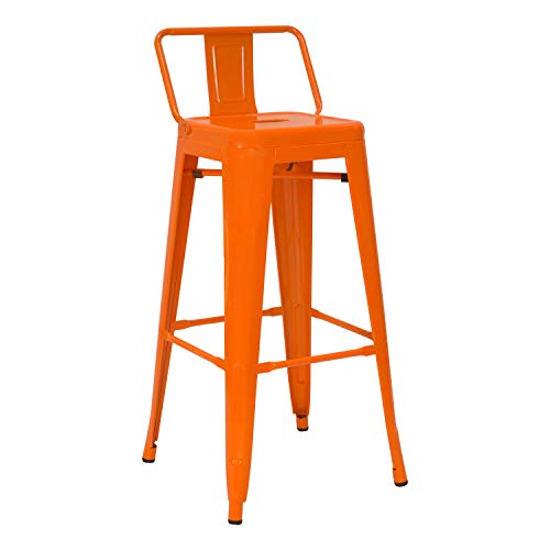 Vaukura Taburete Alto con Respaldo Tolix Brillo (Naranja)