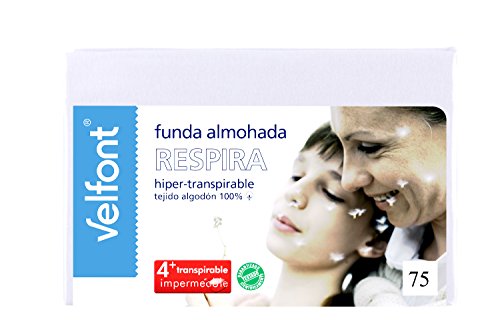 Velfont Funda de Almohada Respira 75cm. Hiper-Transpirable, Impermeable. Tejido de algodón orgánico.