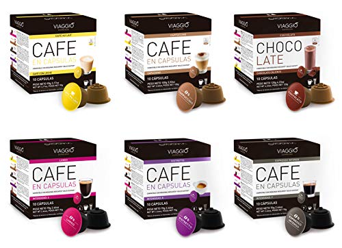 Viaggio Espresso Cápsulas de café compatibles con máquinas Dolce Gusto Mix Colección (60 Cápsulas)