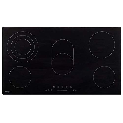 vidaXL Placa Vitrocerámica 5 Quemadores Control Táctil Cocina Inducción Eléctrica Empotrada Autosuficiente Instalación 77 cm 8500 W