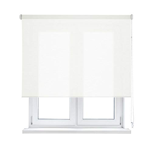 Viewtex - Estor Enrollable ECOLÓGICO Blanco 55X190 - FIJACIÓN SIN PERFORAR - Tejido TRASLÚCIDO - Disponible EN Varias Medidas Y Colores