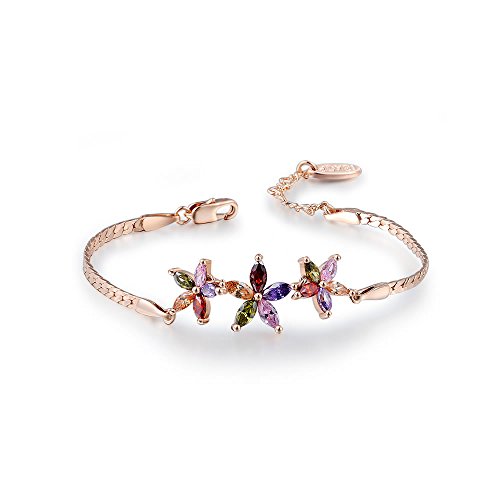 Villa Vivi pulsera mujer oro chapado en oro Circonita Flores Colores Bling Regalos para mujeres niña