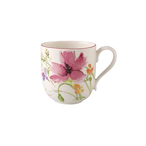 Villeroy & Boch Mariefleur Basic - Taza de café (porcelana Premium, 350 ml, altura de 9 cm) blanco/colorido