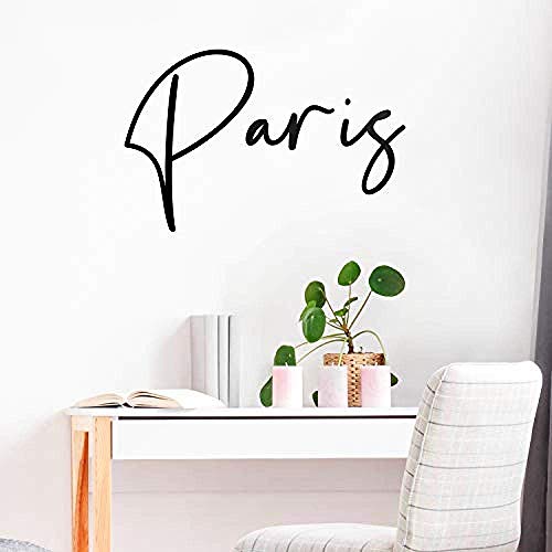 Vinilo Wall Art Decal Paris 22 X 34 In Cool Cursive Design Urban Europe País Gran Bretaña Reino Unido Ciudad Inicio Dormitorio Sala De Estar Mural Interior Exterior Decoración Adhesivo