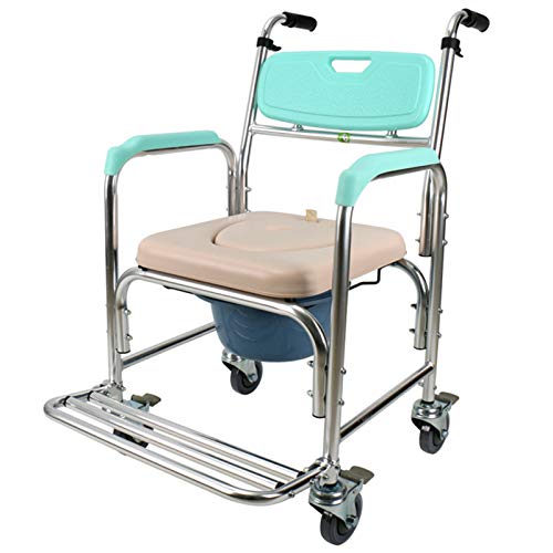 WANGXN Silla con WC Y Ruedas, Inodoro portátil con Ruedas, Silla de Inodoro o Silla de Inodoro para discapacitados, discapacitados, Personas Mayores, fácil traslado Lateral