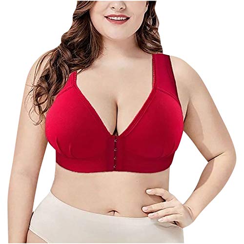 WAo Sujetador push-up de una sola pieza para mujer, ropa interior deportiva, yoga, sin aros, invisible rojo L