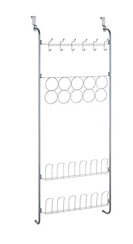 Wenko 4340034100 - Organizador de Puerta para pañuelos, Zapatos, Chaquetas, Metal, Plata Mate, 18,5 x 59 x 150,5 cm