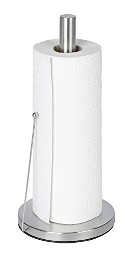 Wenko Clayton Portarrollos de Papel de Cocina, Acero Inoxidable, Plata Mate, 15x15x33 cm