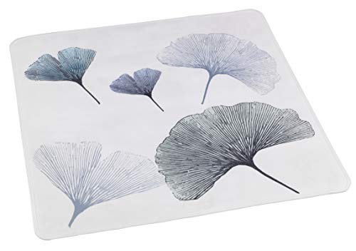 WENKO Esterilla para ducha Ginkgo - Alfombra para ducha antideslizante con ventosas, Plástico (TPR), 54 x 54 cm, Multicolor