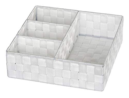 WENKO Organizador Adria 4 divisiones blanco - organizador Baño, Polipropileno, 32 x 10 x 32 cm, Blanco