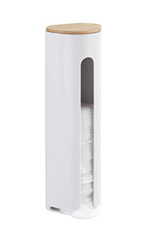 WENKO Porta discos desmaquillantes Laresa - Dispensador de almohadillas de algodón, Poliestireno, 8 x 25 x 6.5 cm, Blanco
